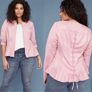 NWT Lane Bryant Faux Suede Blush Pink Jacket